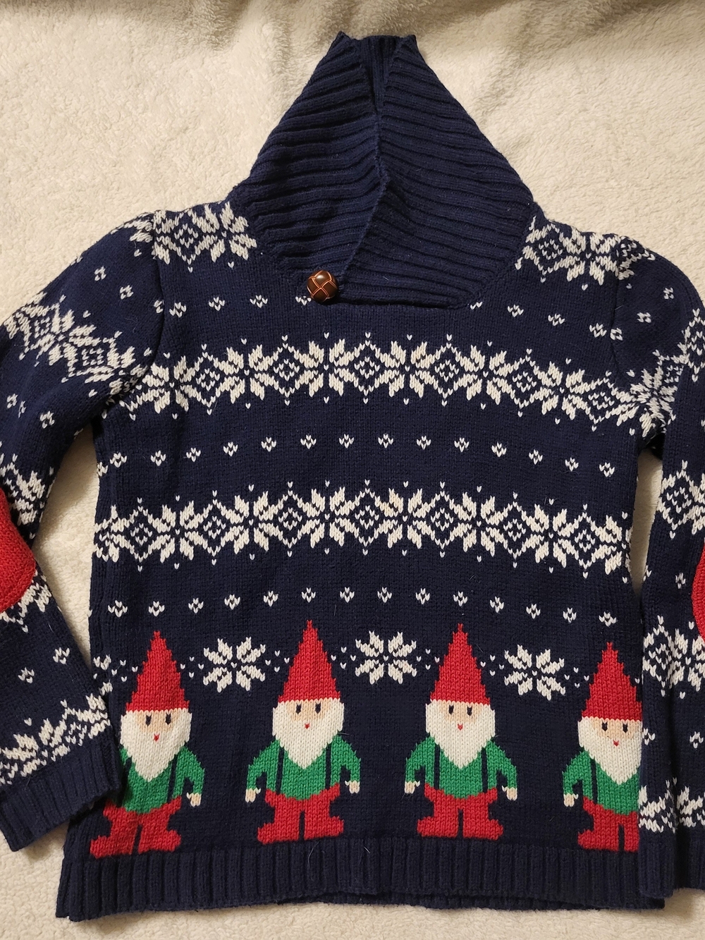 Jingles & Joy Christmas Holiday Sweater Gnomes Elves Snowflakes Navy Sz 5T